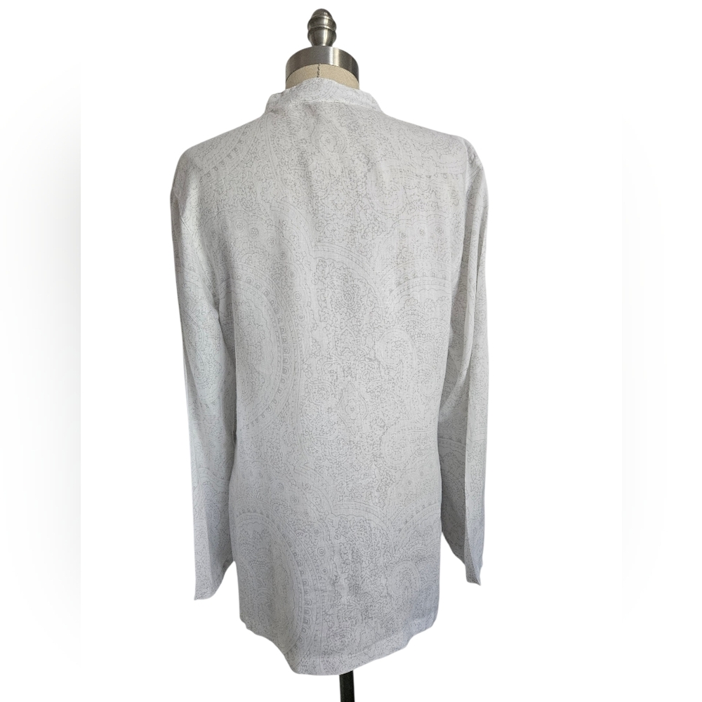 Sigrid Olsen Medallion Pattern Split Neck Linen T… - image 3